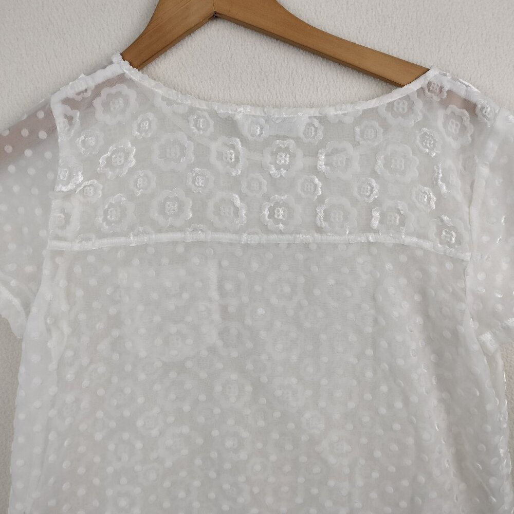 Abercrombie & Fitch White Shear Fairy Top Womens M Floral Gauzy Cottagecore Y2K - Picture 12 of 15